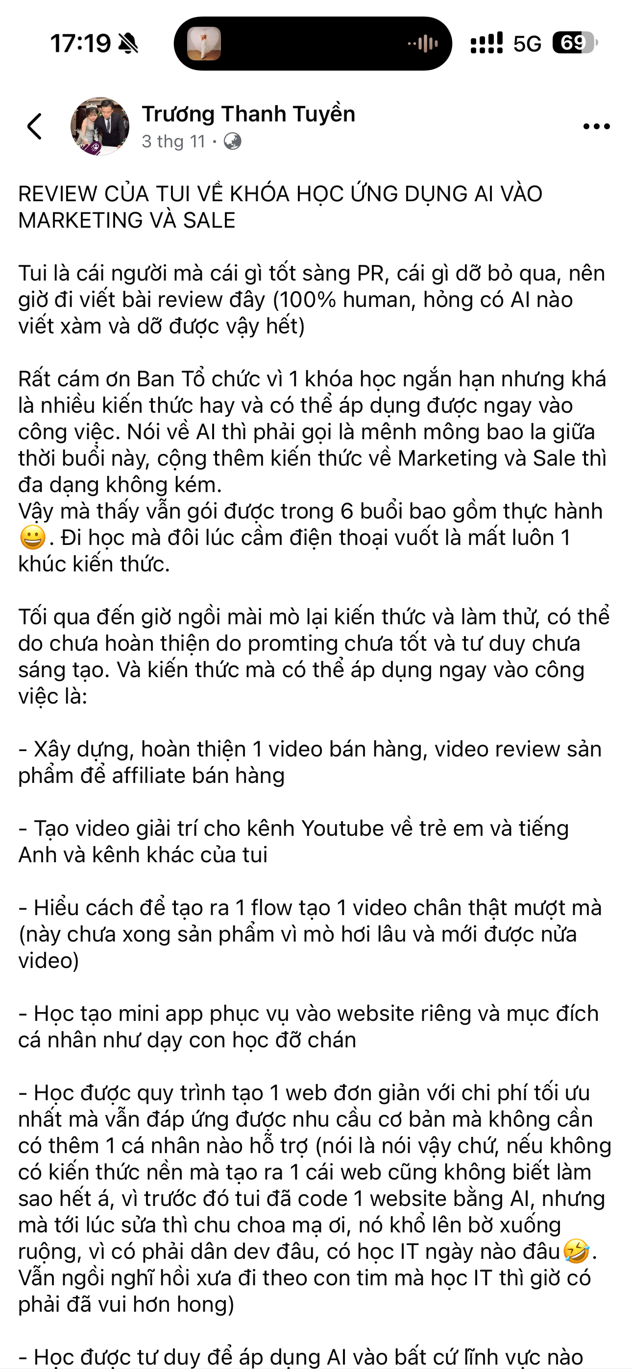 Feedback học viên 1